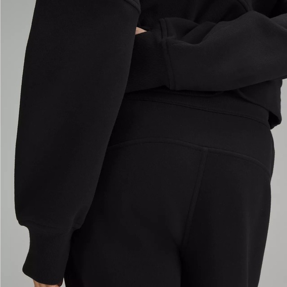 Stylish Lululemon Cropped Hoodie Black Knit Scuba Oversized Half-Zip Hoodie - Picture 3 of 12